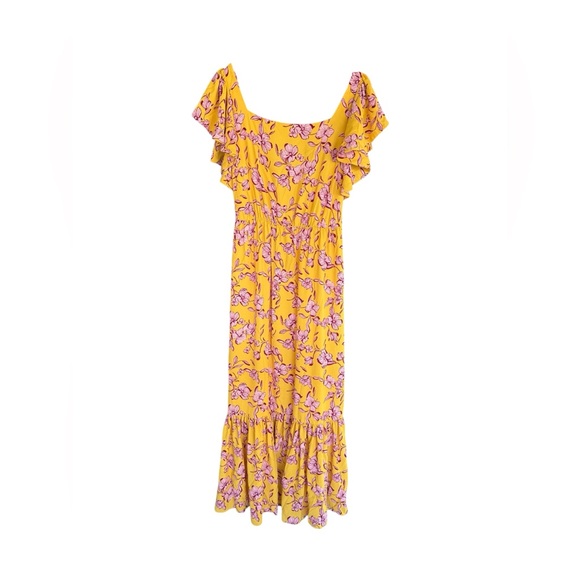 Sachin & Babi Yellow Floral Maxi Dress Flutter Sleeve Sz 6 - Picture 6 of 12